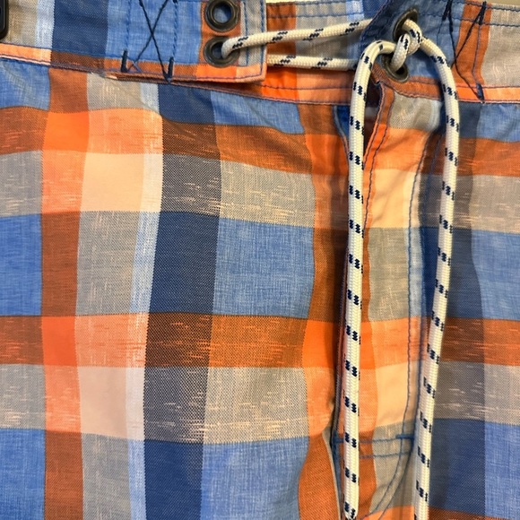 Tommy Bahama Blue-Orange-Khaki Plaid Swim Trunks shorts in Size medium - Picture 2 of 10